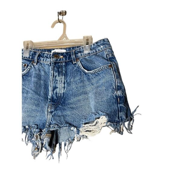 Zara High Rise Distressed Jean‎ Shorts Size 4 - Picture 2 of 6